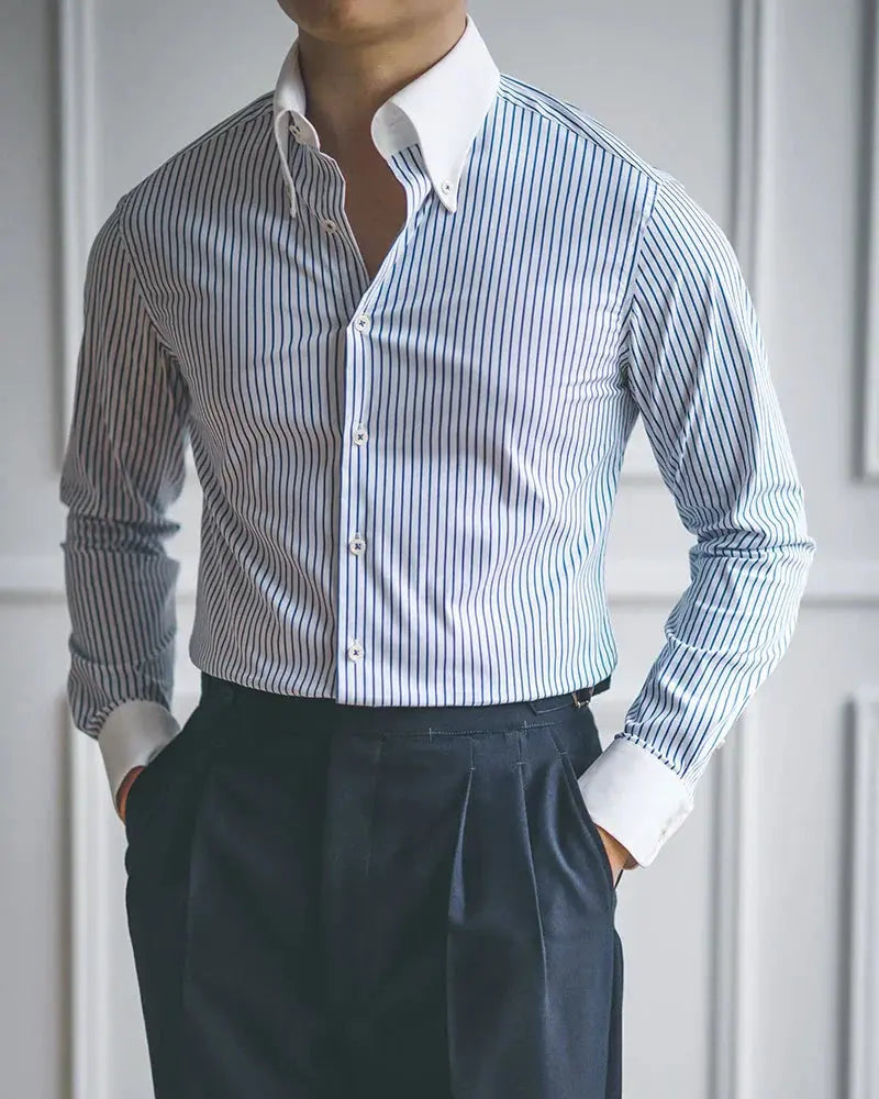 Stripped Blue Dress Shirt - BRABION