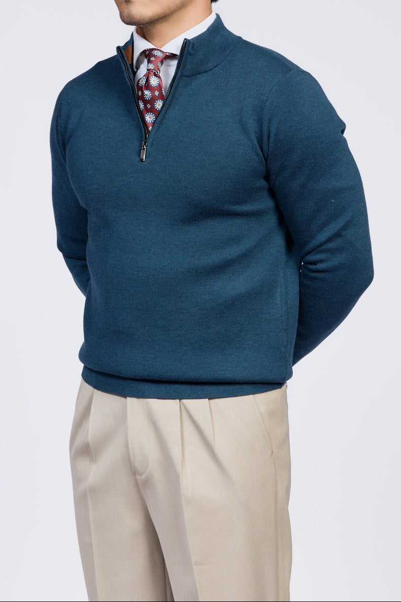 Como Herren-Pullover mit Viertelreißverschluss
