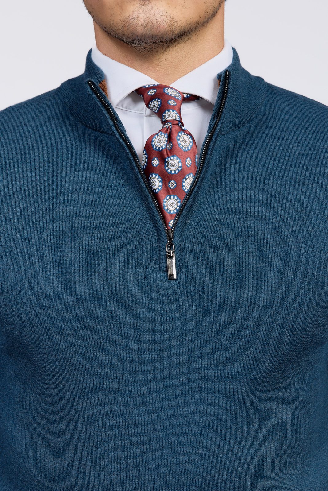 Como Herren-Pullover mit Viertelreißverschluss