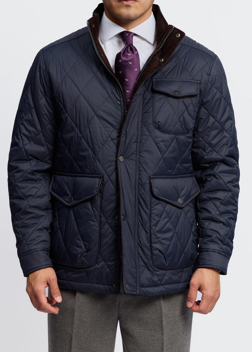 Men's Diamond-Quilted Stand-Collar Casual Jacket