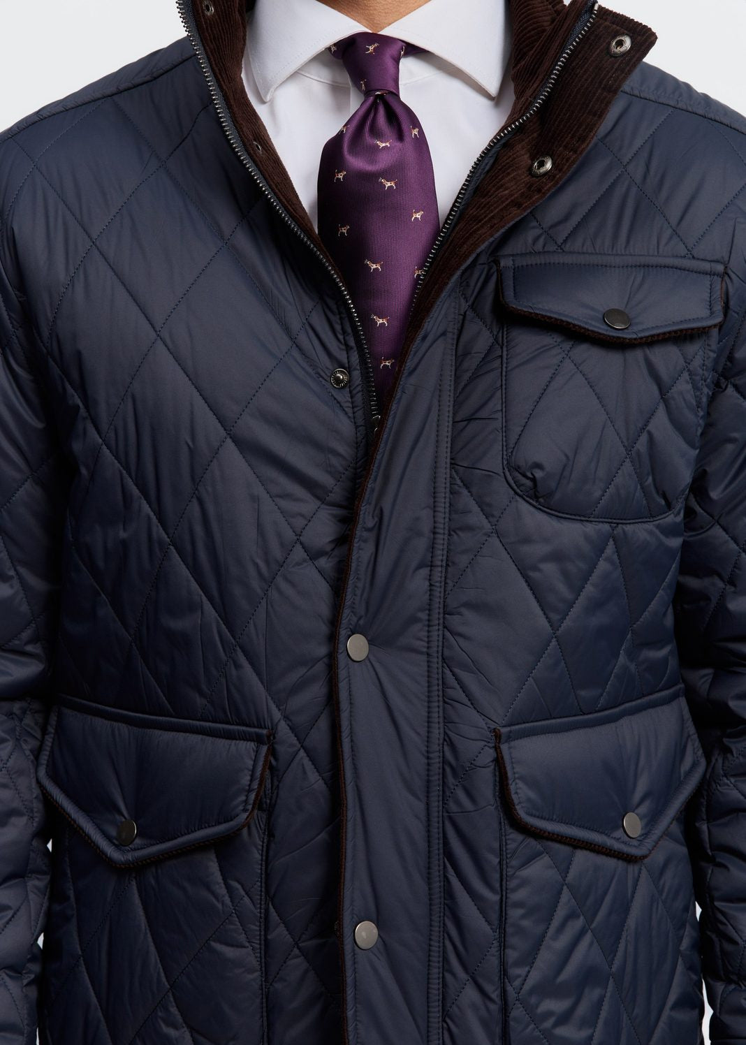 Men's Diamond-Quilted Stand-Collar Casual Jacket
