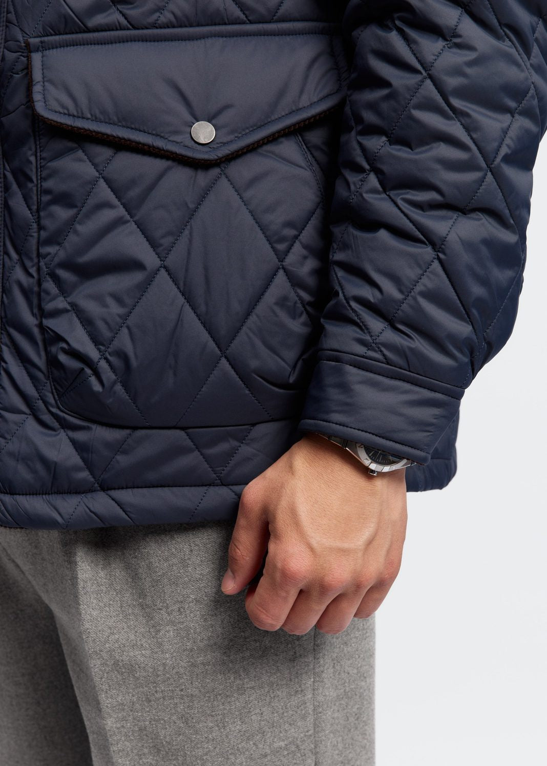 Men's Diamond-Quilted Stand-Collar Casual Jacket