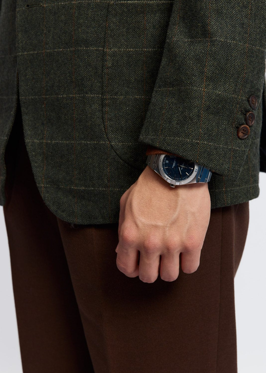 Men's Dark Green Herringbone Windowpane Blazer