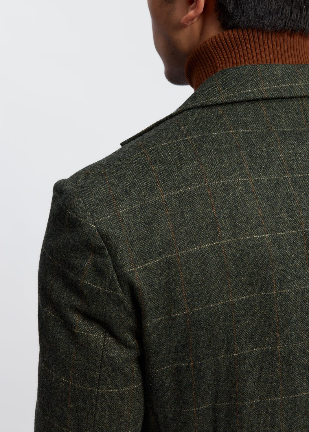 Men's Dark Green Herringbone Windowpane Blazer