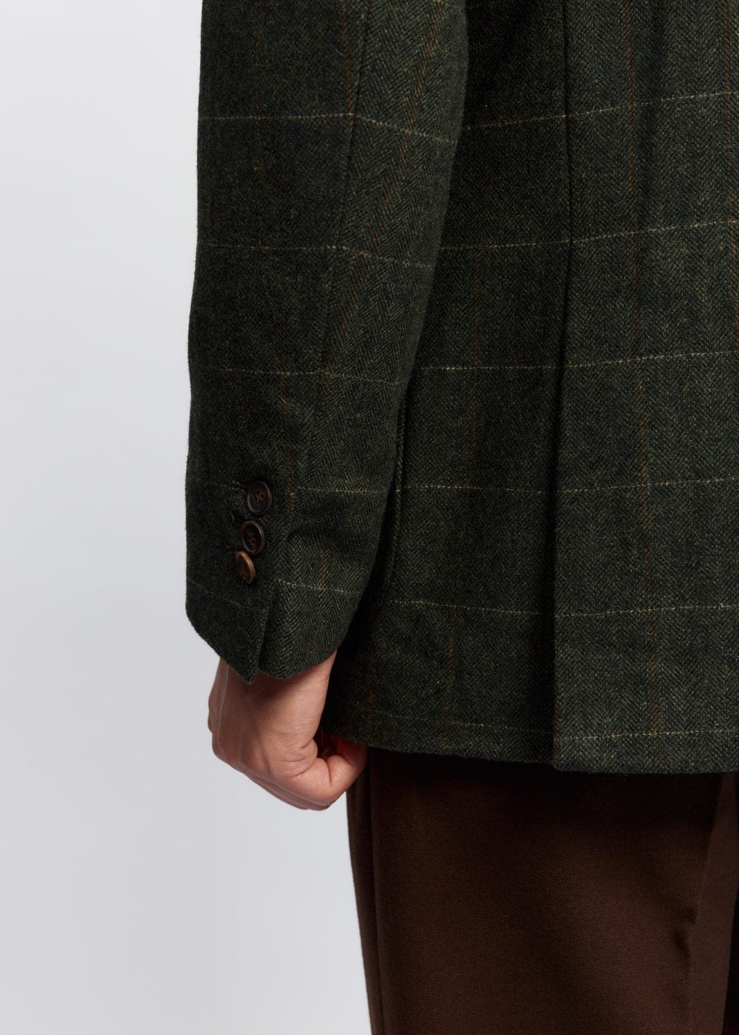 Men's Dark Green Herringbone Windowpane Blazer