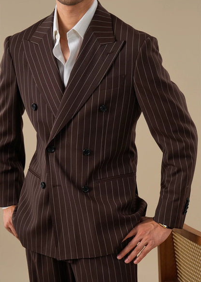 Brabion Lazio Wool Pinstripe Double-Breasted Jacket