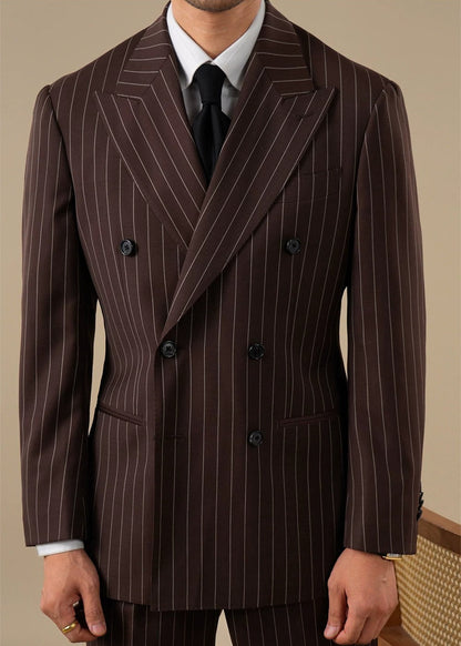 Brabion Lazio Wool Pinstripe Double-Breasted Jacket