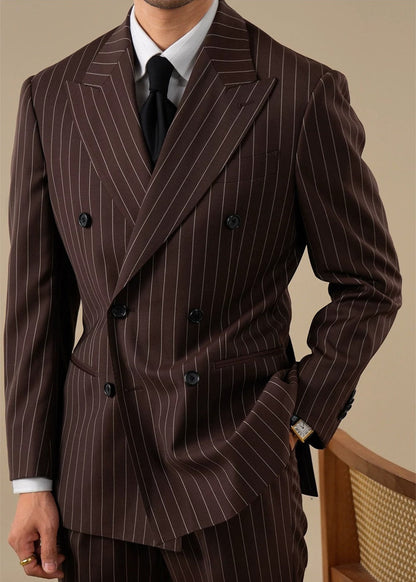 Brabion Lazio Wool Pinstripe Double-Breasted Jacket