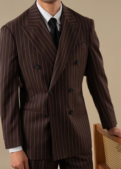 Brabion Lazio Wool Pinstripe Double-Breasted Jacket