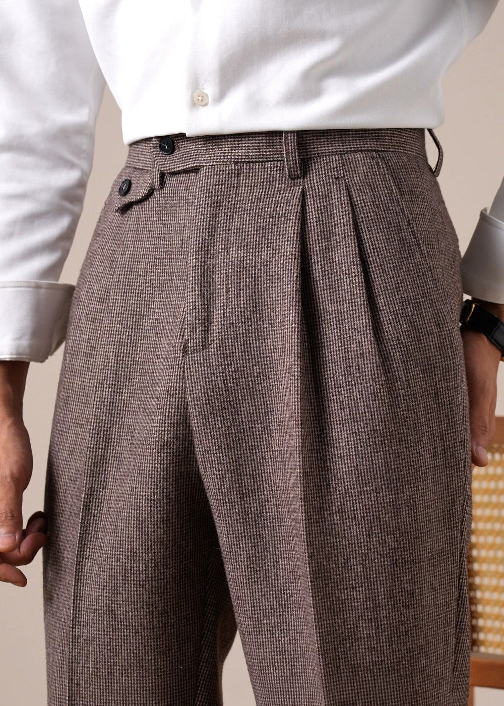 Genova High-Waisted Double-Pleat Worsted Wool Trousers
