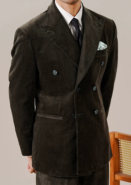 Blazer vintage de veludo cotelê trespassado