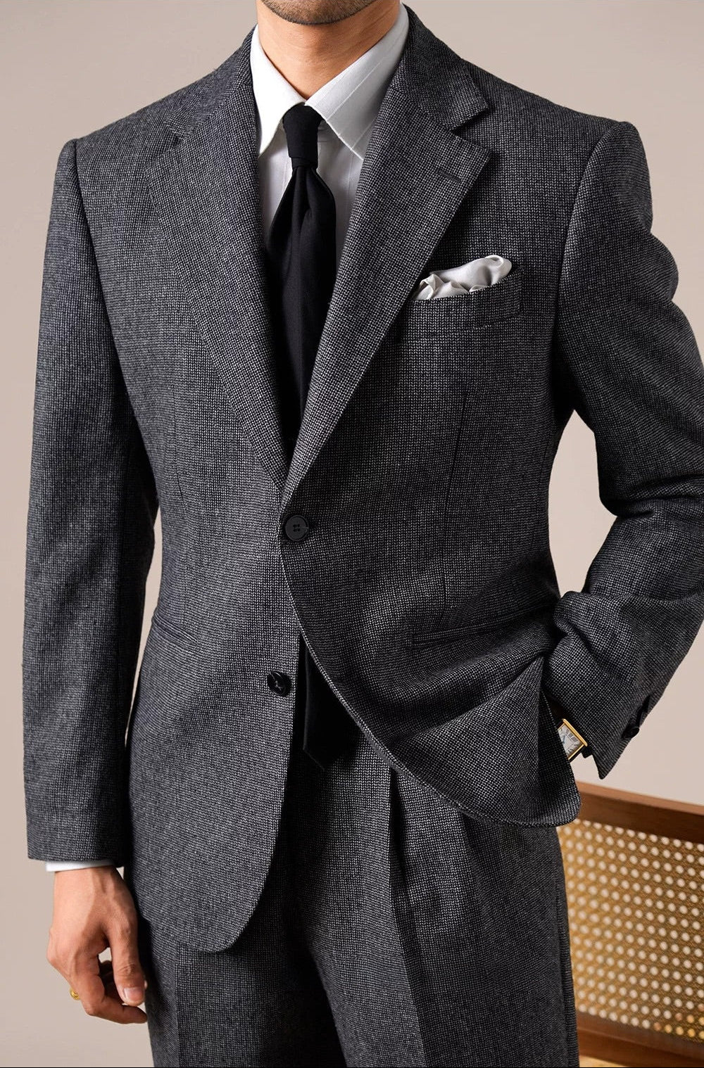 Veste en laine Bergamo Pincheck pour homme