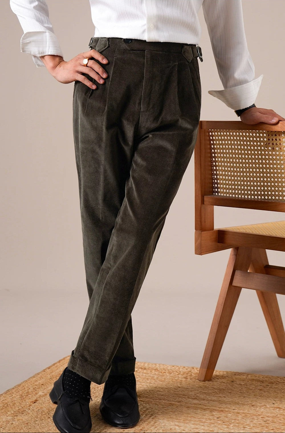 Men's Pleated Corduroy Pants