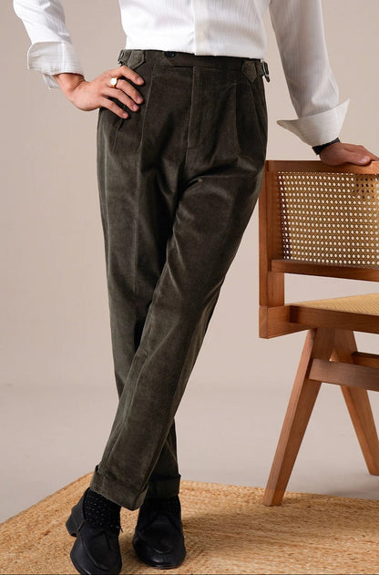 Men's Pleated Corduroy Pants
