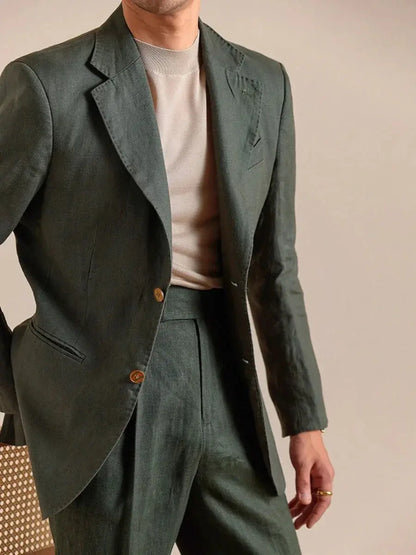 Italian Linen Single-Breasted Linen Blazer BRABION
