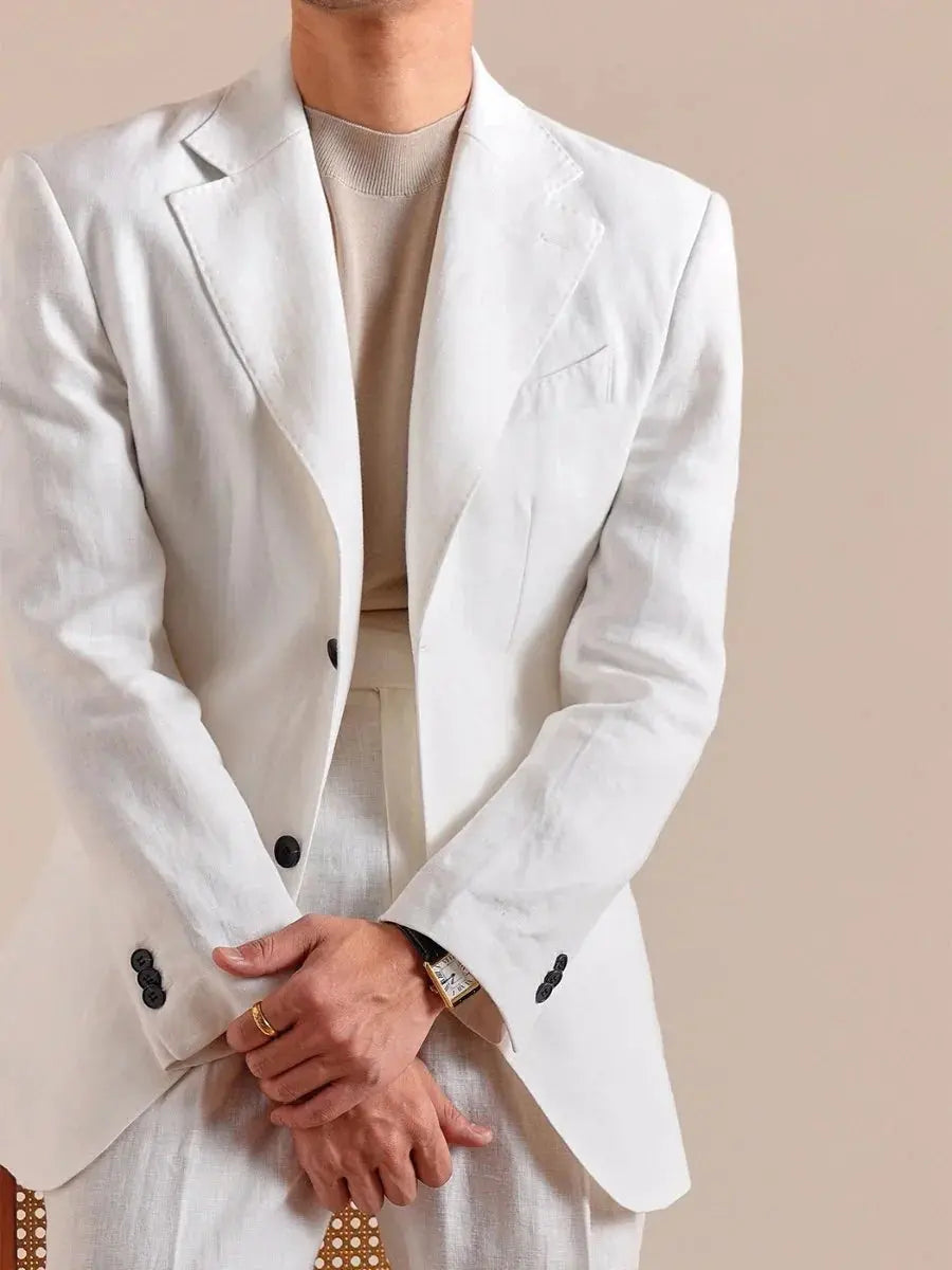 Italian Linen Single-Breasted Linen Blazer BRABION