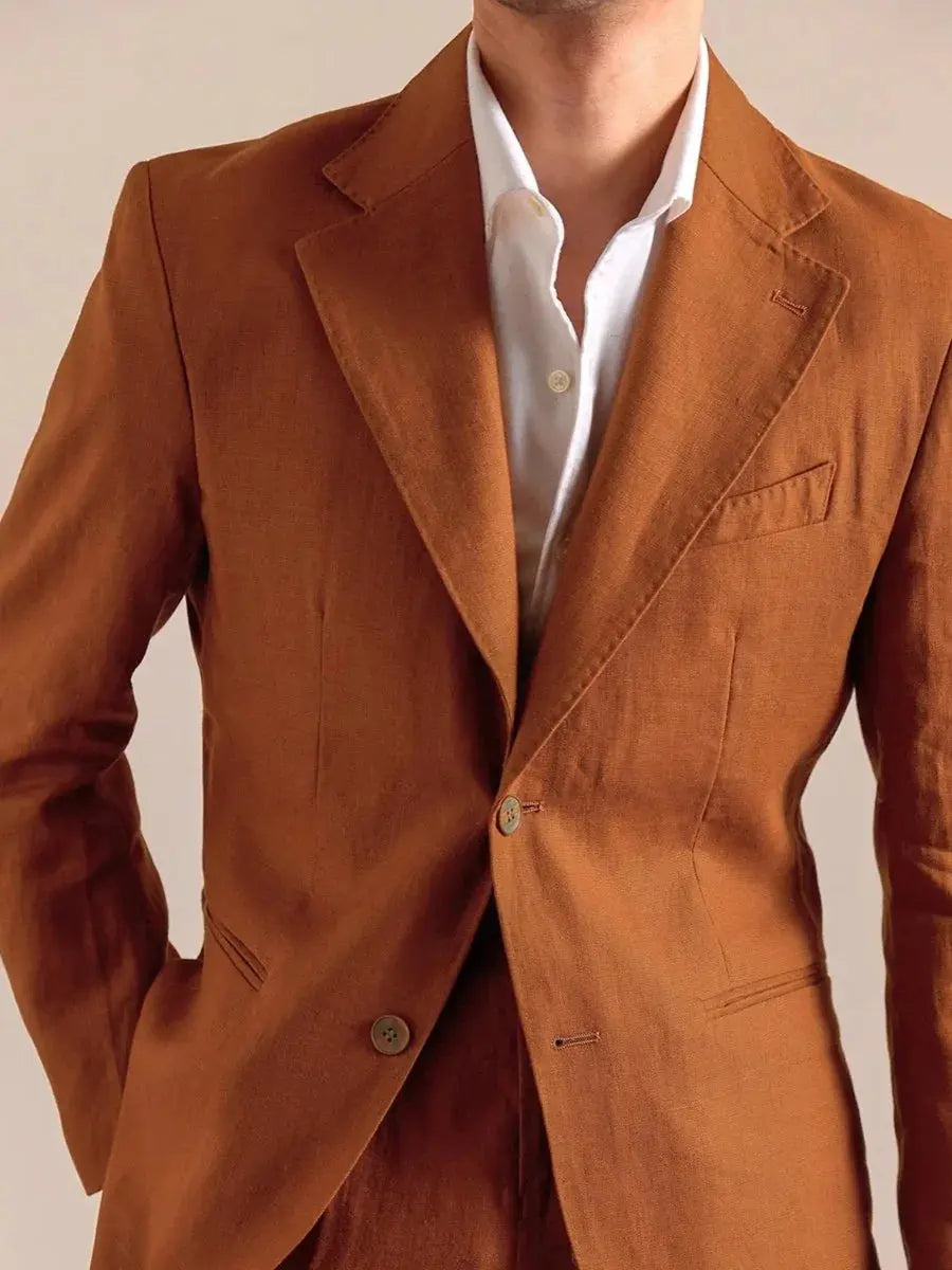 Italian Linen Single-Breasted Linen Blazer BRABION