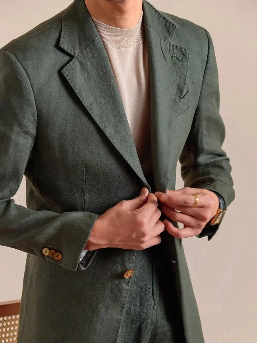 Italian Linen Single-Breasted Linen Blazer BRABION