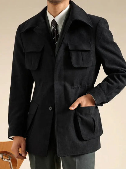 Men’s Chenille Hunting Jacket — Retro Slim Fit Casual Coat - BRABION
