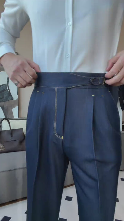 Calças jeans Gurkha com pregas duplas
